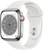 Apple Watch Series 8 GPS 45 mm silver alumíniumtok, fehér sportszíj