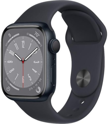 Apple Watch Series 8 GPS 45 mm starlight alumíniumtok, Fekete sportszíj